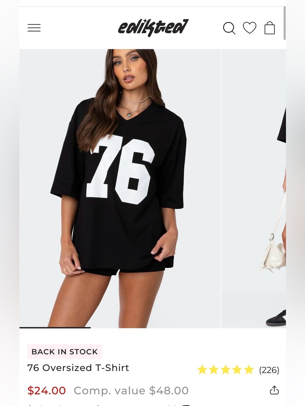 Edikted Black '76' Oversized Jersey T-Shirt